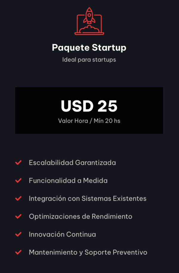 Desarrollo de Softwate - Paquete Startup